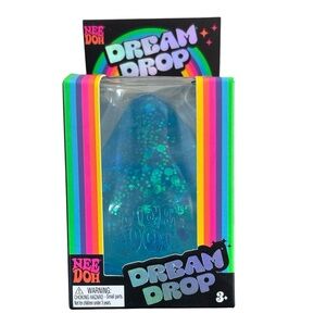 Schylling NeeDoh Dream Drop New Blue Sparkle Squishy Fidget Toy with Stand